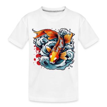 Koi Carpe / Poisson / Japonais / Étang / Eau - T-shirt bio Premium Enfant - blanc - Devant