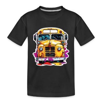 Bus / Autobus scolaire / Jaune / Bande dessinée / Old School - T-shirt bio Premium Enfant - noir - Devant