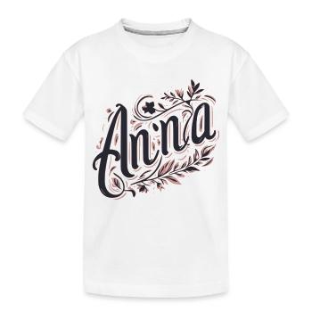 Anna Name Floral - Kids' Premium Organic T-Shirt - white - Front