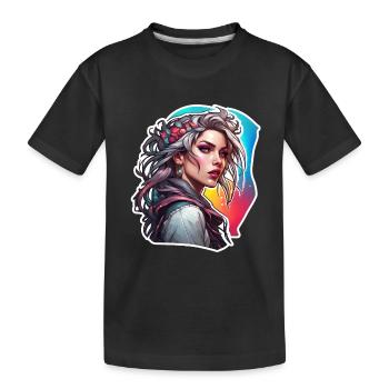Rocker Girl / Punk Rock / Woman / Colorful Hair / Cool - Kids' Premium Organic T-Shirt - black - Front