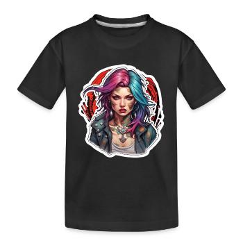 Rocker Girl / Punk Rock / Woman / Colorful Hair / Cool - Kids' Premium Organic T-Shirt - black - Front