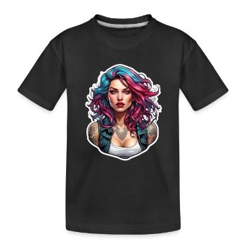 Rocker Girl / Punk Rock / Woman / Colorful Hair / Cool - Kids' Premium Organic T-Shirt - black - Front