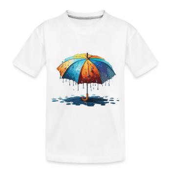 Regenschirm / Wetter / Niederschlag / Regentropfen - Kinder Premium Bio T-Shirt - Weiß - Vorne