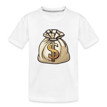 Sac d’argent / Billets / Pièces de monnaie / Zaster / Fortune - T-shirt bio Premium Enfant - blanc - Devant