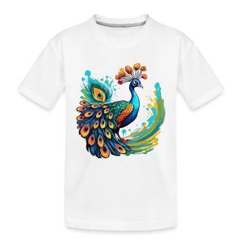 Paon / Animal / Zoo / Plumage / Beauté naturelle - T-shirt bio Premium Enfant - blanc - Devant