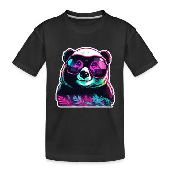 Panda / Animal / Zoo / Bamboo / Wild / Childlike - Kids' Premium Organic T-Shirt - black - Front