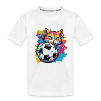 Soccer Cat / Animal / Soccer / Goal / Sports - Kids' Premium Organic T-Shirt - white - Front