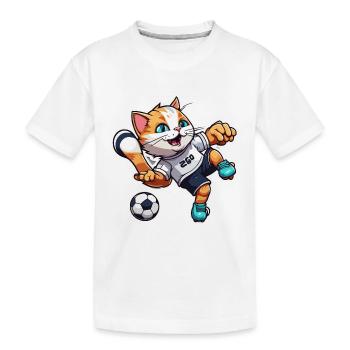 Soccer Cat / Animal / Soccer / Goal / Sports - Kids' Premium Organic T-Shirt - white - Front