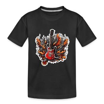 Rock n roll / Gitarre / Musik / Instrument - Kinder Premium Bio T-Shirt - Schwarz - Vorne