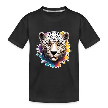 Leopard / Gepard / Tier / Animal Print / Muster - Kinder Premium Bio T-Shirt - Schwarz - Vorne