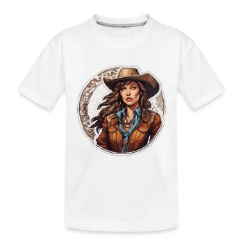 Cow Girl / Wild West / Desert / Lasso / Rodeo - Kids' Premium Organic T-Shirt - white - Front