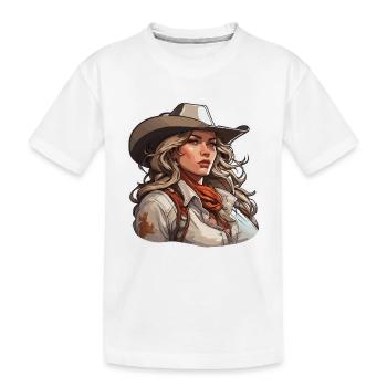 Cow Girl / Wild West / Desert / Lasso / Rodeo - Kids' Premium Organic T-Shirt - white - Front