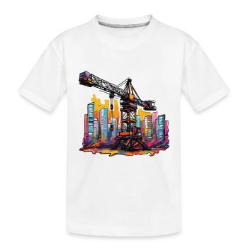 Grue / de chantier / treuil / système de grue - T-shirt bio Premium Enfant - blanc - Devant