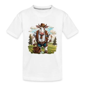 Lederhosen / Animal / Traditional costume / Tradition / Cow - Kids' Premium Organic T-Shirt - white - Front