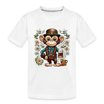 Lederhosen / Animal / Traditional costume / Tradition / Monkey - Kids' Premium Organic T-Shirt - white - Front