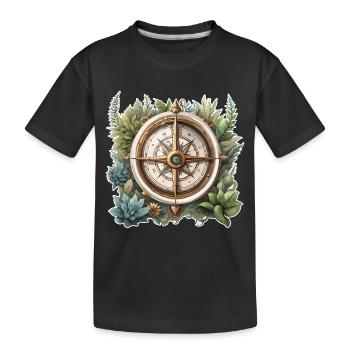 Boussole / Direction cardinale / Voyage / Survie - T-shirt bio Premium Enfant - noir - Devant