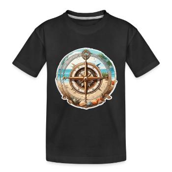 Boussole / Direction cardinale / Voyage / Survie - T-shirt bio Premium Enfant - noir - Devant