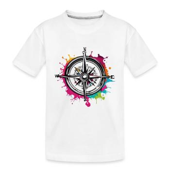 Boussole / Direction cardinale / Voyage / Survie - T-shirt bio Premium Enfant - blanc - Devant