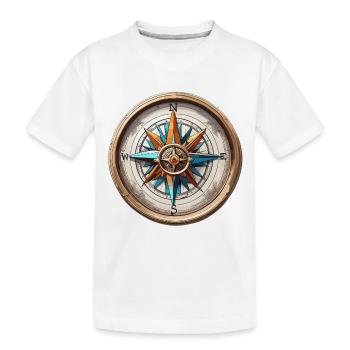 Boussole / Direction cardinale / Voyage / Survie - T-shirt bio Premium Enfant - blanc - Devant