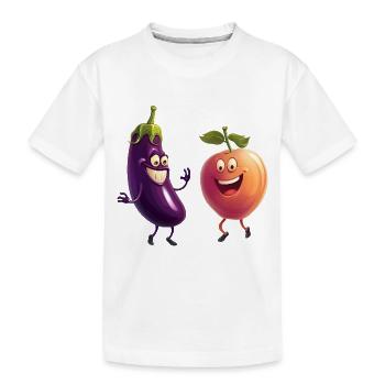 Aubergine und Pfirsich happy together - Kinder Premium Bio T-Shirt - Weiß - Vorne