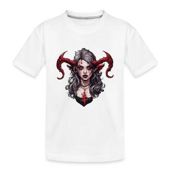 femme diabolique / sang / gothique / heavy metal - T-shirt bio Premium Enfant - blanc - Devant