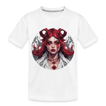 femme diabolique / sang / gothique / heavy metal - T-shirt bio Premium Enfant - blanc - Devant