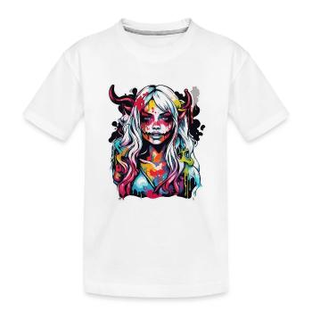 femme diabolique / sang / gothique / heavy metal - T-shirt bio Premium Enfant - blanc - Devant