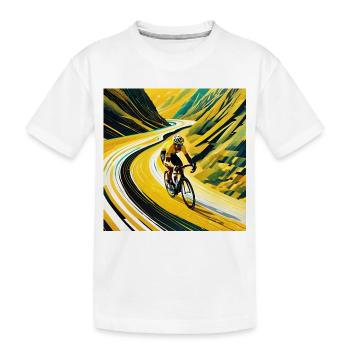 Peak Pursuit: Yellow Jersey's Flight - Kids' Premium Organic T-Shirt - white - Front