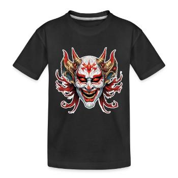 Kabuki Maske / Japanische Kunst / Theater / Antik - Kinder Premium Bio T-Shirt - Schwarz - Vorne