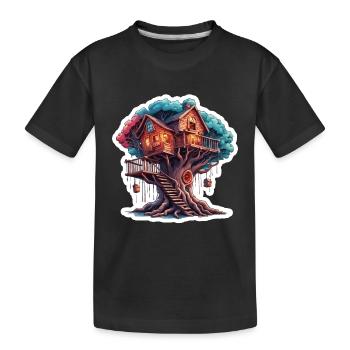 Treehouse / Treetop / Treehouse / Adventure - Kids' Premium Organic T-Shirt - black - Front