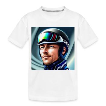 Skispringer Portrait - Kinder Premium Bio T-Shirt - Weiß - Vorne
