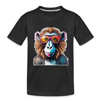 Monkey / Animal / Zoo / Babian / Wild / Comic - Kids' Premium Organic T-Shirt - black - Front
