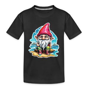 Gartenzwerg / Märchenland / Kobold / Gnom / Logo - Kinder Premium Bio T-Shirt - Schwarz - Vorne
