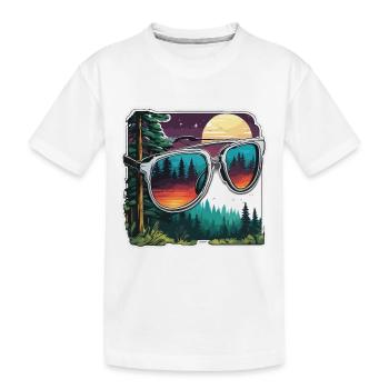 Sonnenbrille / Reflektion / Wald / Spiegelung - Kinder Premium Bio T-Shirt - Weiß - Vorne