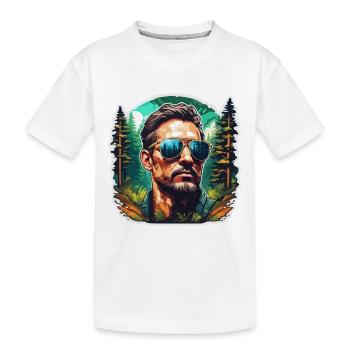 Sunglasses / Man / Forest / Portrait / Guy - Kids' Premium Organic T-Shirt - white - Front