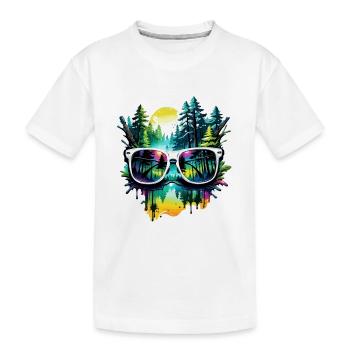 Sonnenbrille / Reflektion / Wald / Spiegelung - Kinder Premium Bio T-Shirt - Weiß - Vorne