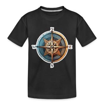 Boussole / Direction cardinale / Voyage / Survie - T-shirt bio Premium Enfant - noir - Devant