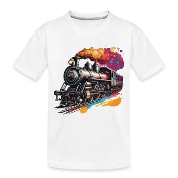 Zug / Lokomotive / Dampflok / Eisenbahn / Lock - Kinder Premium Bio T-Shirt - Weiß - Vorne