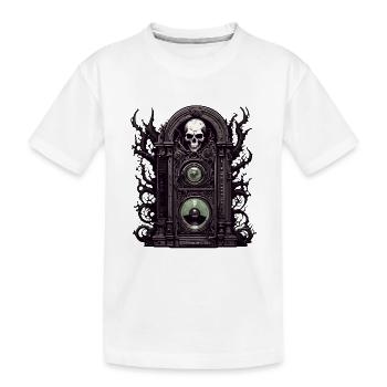 Radio / Analogique / Musique / Fréquence / Haut-parleurs - T-shirt bio Premium Enfant - blanc - Devant
