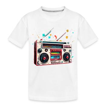 Radio / Analogique / Musique / Fréquence / Haut-parleurs - T-shirt bio Premium Enfant - blanc - Devant
