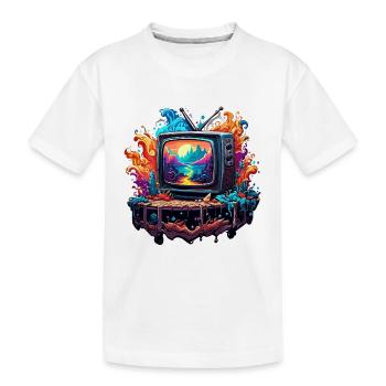 TV / Télévision / Analogique / Tube TV / Rétro - T-shirt bio Premium Enfant - blanc - Devant