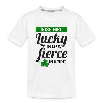 Irish Girl: Lucky & Fierce Humour - Kids' Premium Organic T-Shirt - white - Front