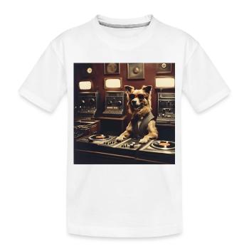 Hund / Tier / Foto / Wild / lustig / Bellen - Kinder Premium Bio T-Shirt - Weiß - Vorne