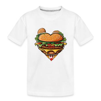Burger / Fastfood / Essen / Brötchen / Rindfleisch - Kinder Premium Bio T-Shirt - Weiß - Vorne