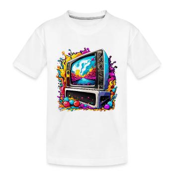 TV / Télévision / Analogique / Tube TV / Rétro - T-shirt bio Premium Enfant - blanc - Devant