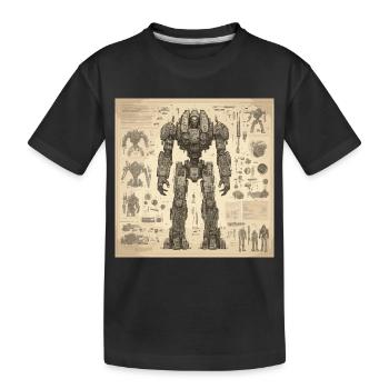Blueprint / Sepia / Vintage / Retro / Robot - Kids' Premium Organic T-Shirt - black - Front