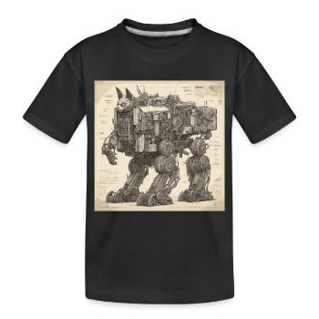 Blueprint / Sepia / Vintage / Retro / Robot - Kids' Premium Organic T-Shirt - black - Front