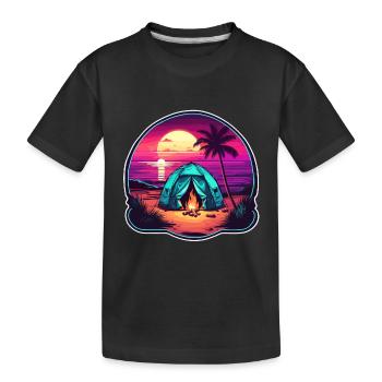 Forêt / Sauvage / Tente / Sauvage / Arbres / Vie - T-shirt bio Premium Enfant - noir - Devant
