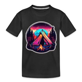 Forêt / Sauvage / Tente / Sauvage / Arbres / Vie - T-shirt bio Premium Enfant - noir - Devant