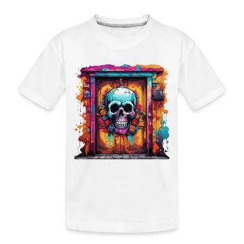 Door Knocker / Skull / Bell / Antique / Old - Kids' Premium Organic T-Shirt - white - Front